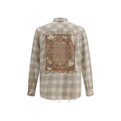 Amiri Men Plaid Flannel Shirt In Neutral
