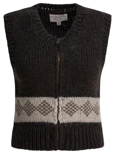 Filson Wool Vest With Zipper In Brown