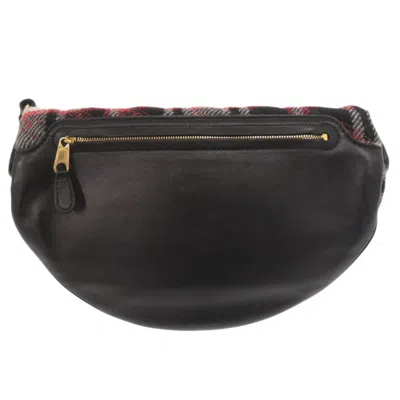 Pre-owned Balenciaga Black Gray Red Color Leather Wool Fanny Pack Sling Bag ()