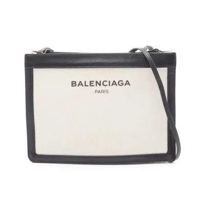 Pre-owned Balenciaga Navy Pochette Black Ivory Canvas Pochette Shoulder Bag () In Multi