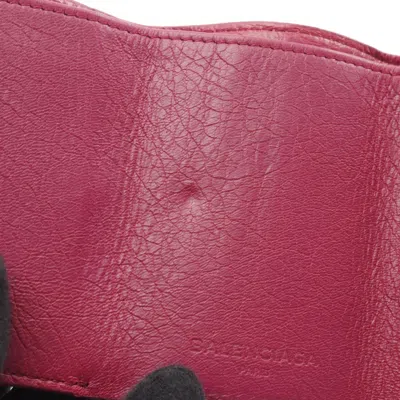 Pre-owned Balenciaga Pink Leather Wallet (tri-fold) ()