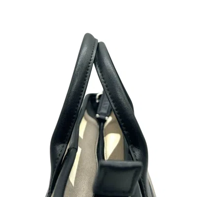 Pre-owned Bally Black Multi-color Canvas Leather Handbag Shoulder Bag ()