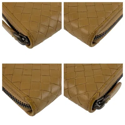 Pre-owned Bottega Veneta Beige Mustard Leather Long Wallet (bi-fold) ()