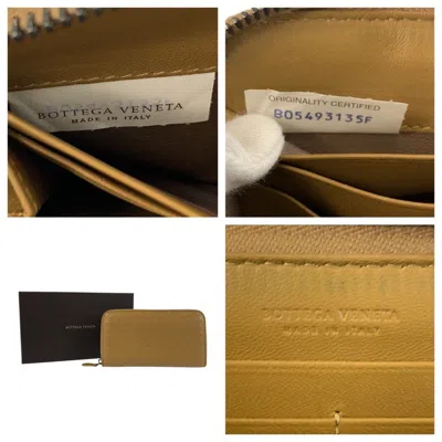 Pre-owned Bottega Veneta Beige Mustard Leather Long Wallet (bi-fold) ()