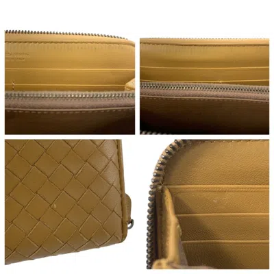 Pre-owned Bottega Veneta Beige Mustard Leather Long Wallet (bi-fold) ()
