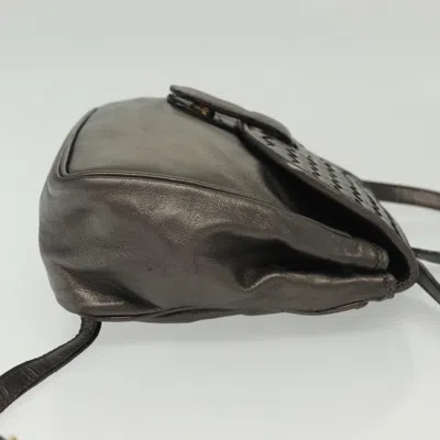 Pre-owned Bottega Veneta Intrecciato Backpack Patent Leather Metallic Leather Backpack Bag () In Silver