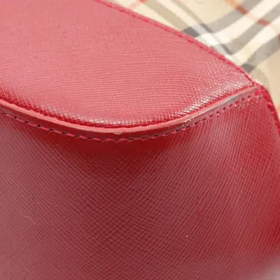 Pre-owned Burberry Beige Multi-color Red Color Canvas Leather Tote Bag ()