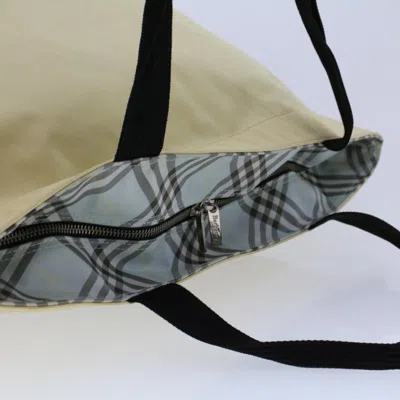 Pre-owned Burberry London Tote Vintage Check Canvas Yellow Synthetic Handbag ()