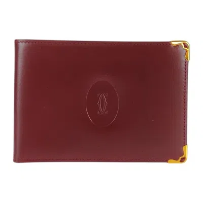Pre-owned Cartier Bordeaux Wine Red Leather Wallet (bi-fold) () In Burgundy