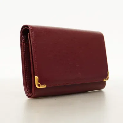 Pre-owned Cartier Bordeaux Leather Wallet (bi-fold) () In Burgundy