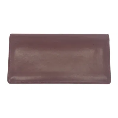 Pre-owned Cartier Bordeaux Wine Red Leather Long Wallet (bi-fold) () In Burgundy