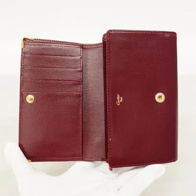 Pre-owned Cartier Bordeaux Leather Wallet (bi-fold) () In Burgundy