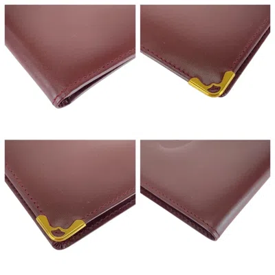 Pre-owned Cartier Bordeaux Wine Red Leather Wallet (bi-fold) () In Burgundy