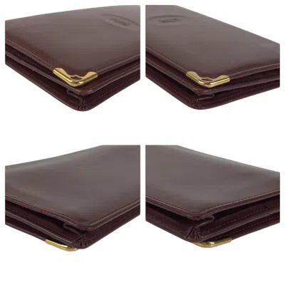 Pre-owned Cartier Bordeaux Wine Red Leather Long Wallet (bi-fold) () In Burgundy