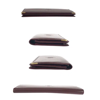 Pre-owned Cartier Bordeaux Wine Red Leather Long Wallet (bi-fold) () In Burgundy