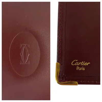 Pre-owned Cartier Bordeaux Wine Red Leather Wallet (bi-fold) () In Burgundy