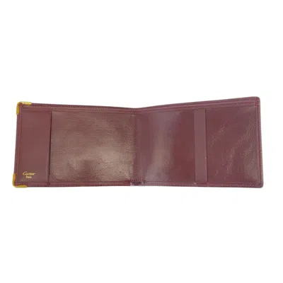Pre-owned Cartier Bordeaux Wine Red Leather Wallet (bi-fold) () In Burgundy