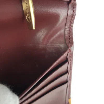 Pre-owned Cartier Bordeaux Wine Red Leather Long Wallet (bi-fold) () In Burgundy