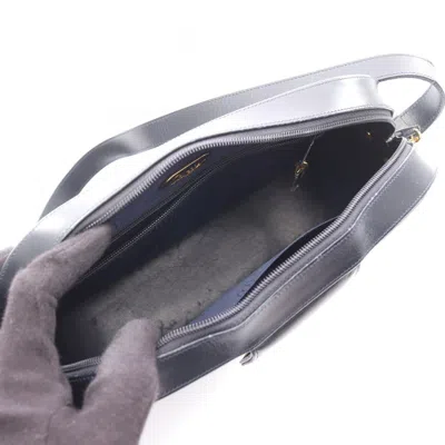 Pre-owned Cartier Sapphire Line Navy Leather Shoulder Bag () In Blue