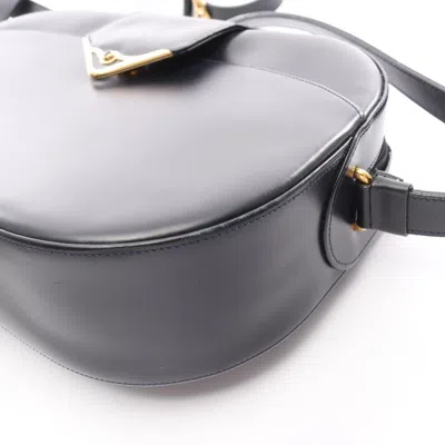 Pre-owned Cartier Sapphire Line Navy Leather Shoulder Bag () In Blue