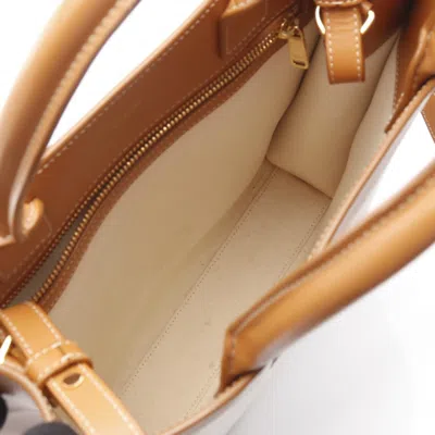 Pre-owned Celine Cabas Brown White Canvas Leather Tote Bag () In Multi