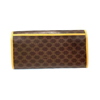 Pre-owned Celine Macadam Dark Brown Pvc Long Wallet (bi-fold) ()