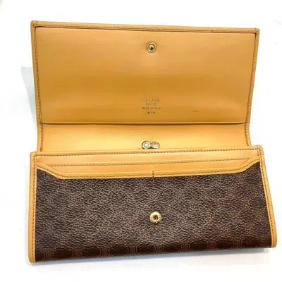 Pre-owned Celine Macadam Dark Brown Pvc Long Wallet (bi-fold) ()