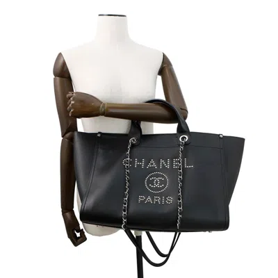 Pre-owned Chanel Black Grained Calfskin Shopping Bag Tote Bag ()