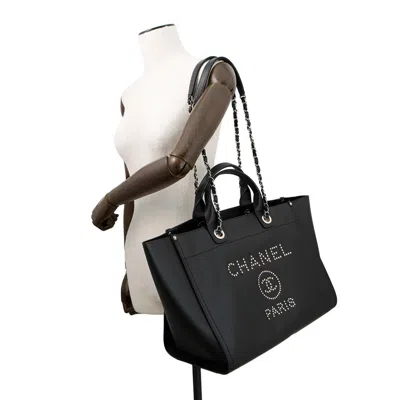 Pre-owned Chanel Black Grained Calfskin Shopping Bag Tote Bag ()