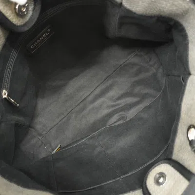 Pre-owned Chanel Black Gray Canvas Tote Bag () In Multi