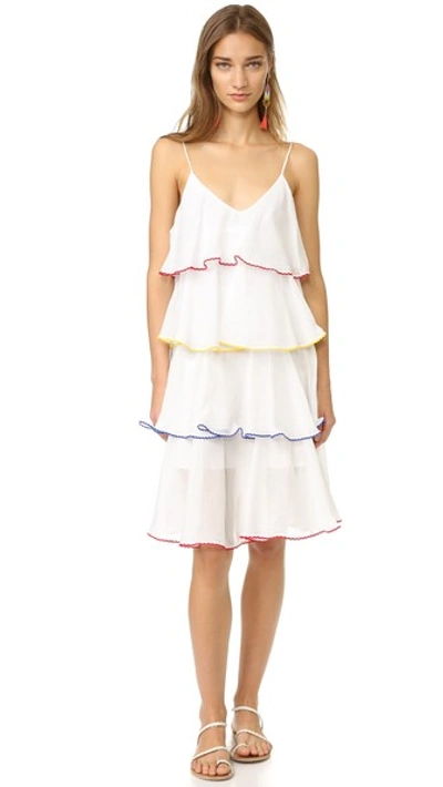 Shop Lisa Marie Fernandez Midi Tier Flounce Dress In White