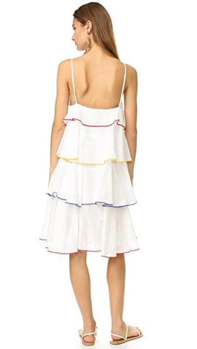 Shop Lisa Marie Fernandez Midi Tier Flounce Dress In White