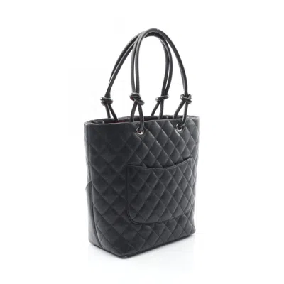 Pre-owned Chanel Black White Leather Tote Bag () In Multi