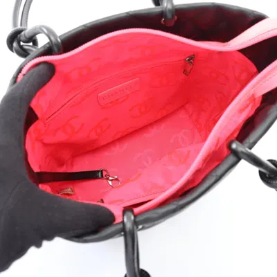 Pre-owned Chanel Black White Leather Tote Bag () In Multi