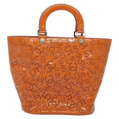 Pre-owned Chanel Cc No.5 Shopping Tote Perforated Patent Orange Patent_leather Handbag ()