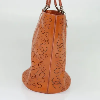 Pre-owned Chanel Cc No.5 Shopping Tote Perforated Patent Orange Patent_leather Handbag ()