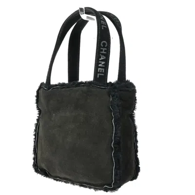 Pre-owned Chanel Fantasy Fur Tote Faux Fur With Leather Black Suede,fur Handbag ()