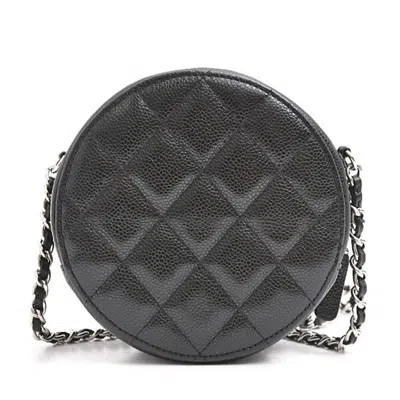 Pre-owned Chanel Matelasse Black Grained Calfskin Pochette Shoulder Bag ()