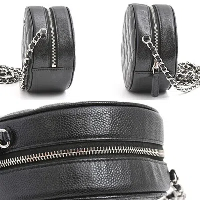 Pre-owned Chanel Matelasse Black Grained Calfskin Pochette Shoulder Bag ()