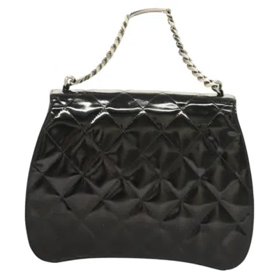 Pre-owned Chanel Vintage Id Bracelet Flap Bag Quilted Patent Black Patent_leather Handbag ()