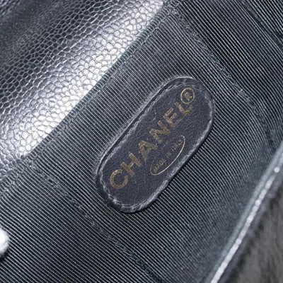 Pre-owned Chanel Vintage Lock Briefcase Caviar Black Leather Briefcase Bag ()