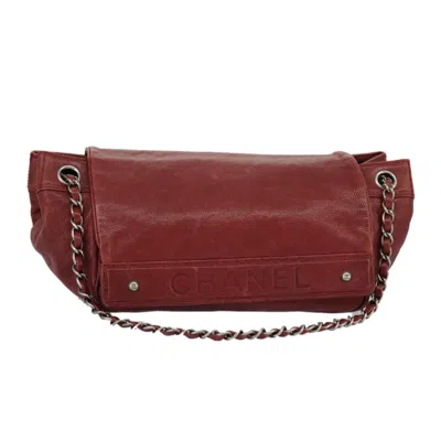 Pre-owned Chanel Vintage Logo Accordion Flap Bag Caviar Beige Leather Handbag () In Sand