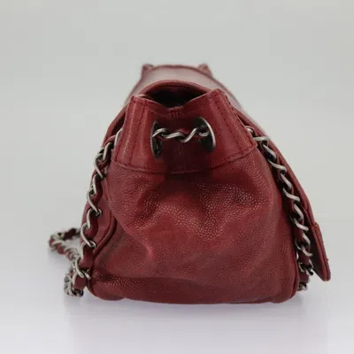 Pre-owned Chanel Vintage Logo Accordion Flap Bag Caviar Beige Leather Handbag () In Sand