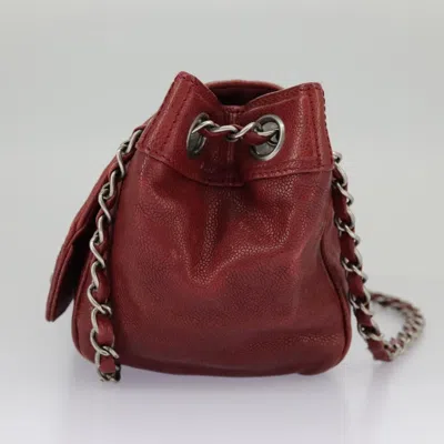 Pre-owned Chanel Vintage Logo Accordion Flap Bag Caviar Beige Leather Handbag () In Sand