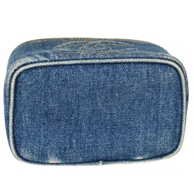 Pre-owned Chanel Vintage Timeless Zip Around Vanity Case Denim Blue Denim_jeans Handbag ()