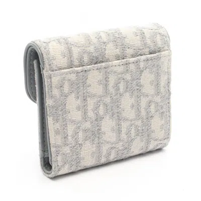 Pre-owned Dior Christian  Gray Canvas Leather Wallet (tri-fold) ()