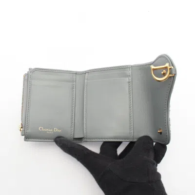 Pre-owned Dior Christian  Gray Canvas Leather Wallet (tri-fold) ()