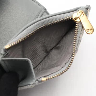 Pre-owned Dior Christian  Gray Canvas Leather Wallet (tri-fold) ()