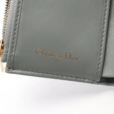 Pre-owned Dior Christian  Gray Canvas Leather Wallet (tri-fold) ()