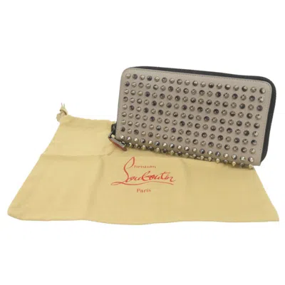 Pre-owned Christian Louboutin Gray Leather Long Wallet (bi-fold) ()